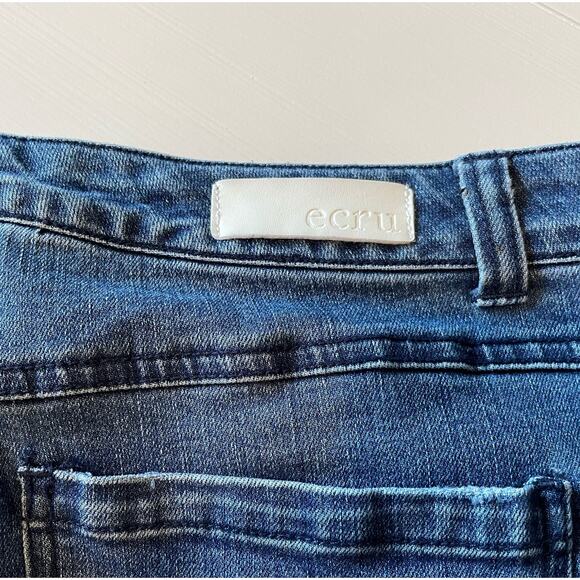 Ecru Jeans The La Cienega Stovepipe Jean Blue Med Wash Raw Fringe Hem Size 26 - Picture 7 of 12